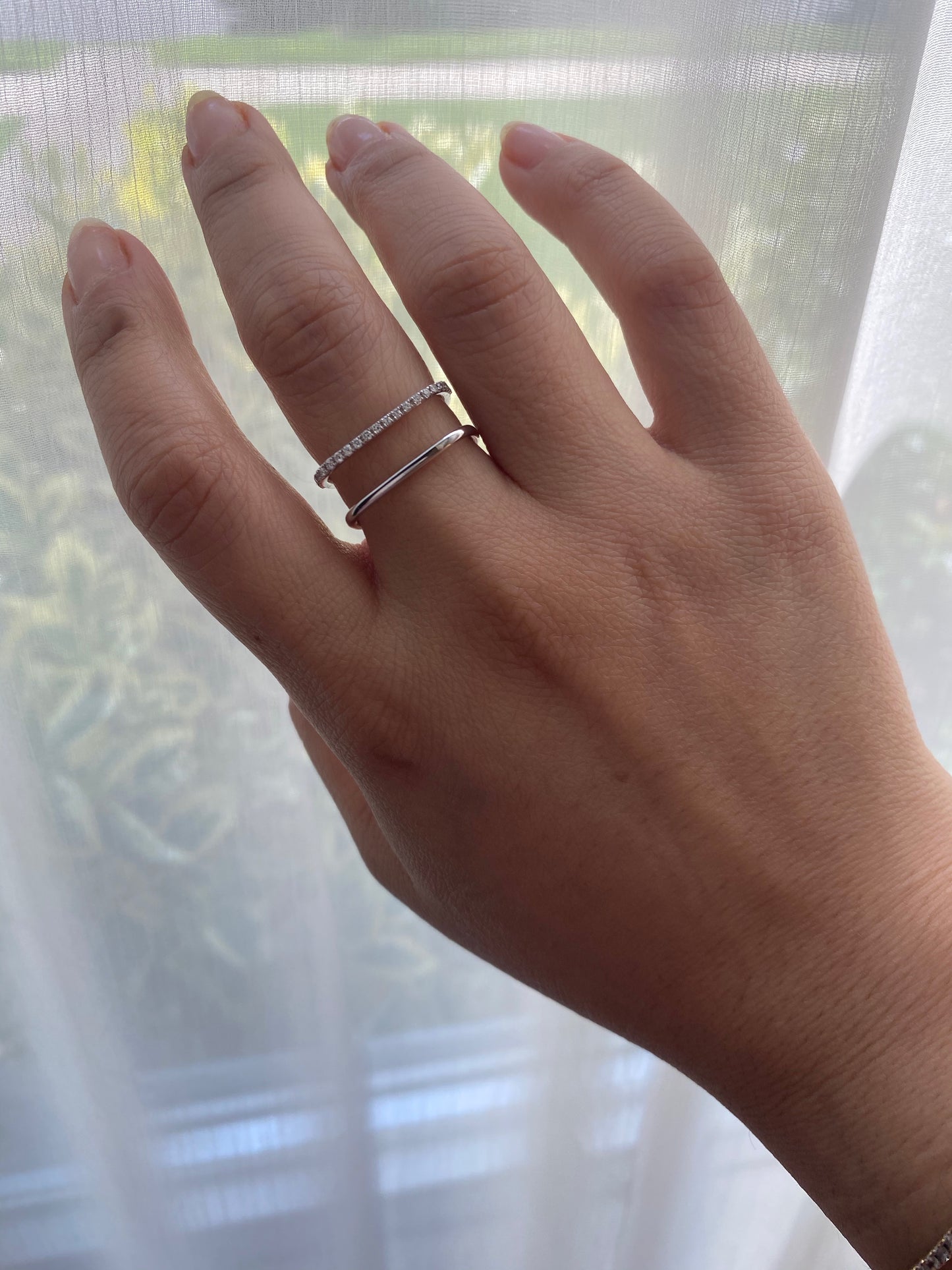14K Diamond Double Band Adjustable Square Ring