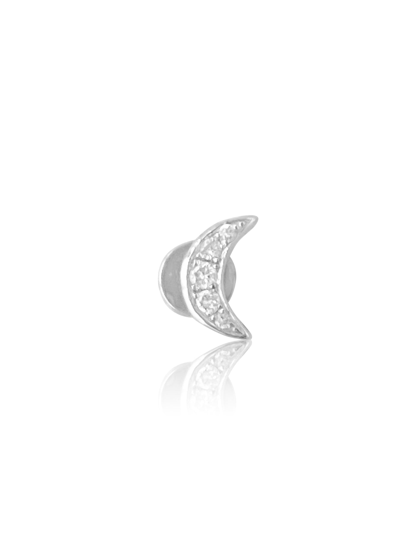 14K Gold Push Flat Back Diamond Moon/Star Earring