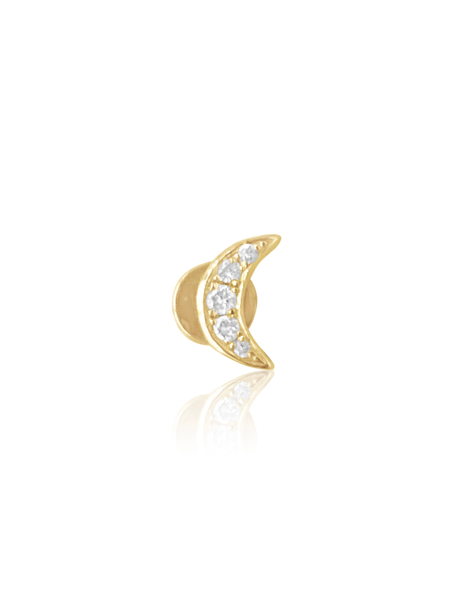 14K Gold Push Flat Back Diamond Moon/Star Earring