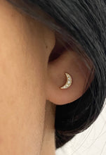14K Gold Push Flat Back Diamond Moon/Star Earring