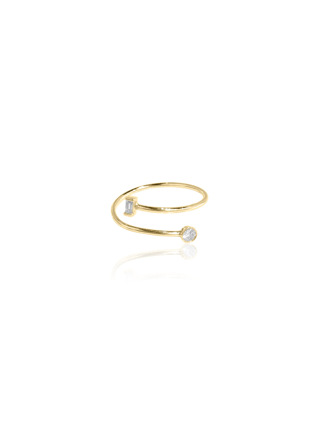 14K Gold Baguette Diamond & Bezel Coil Ring