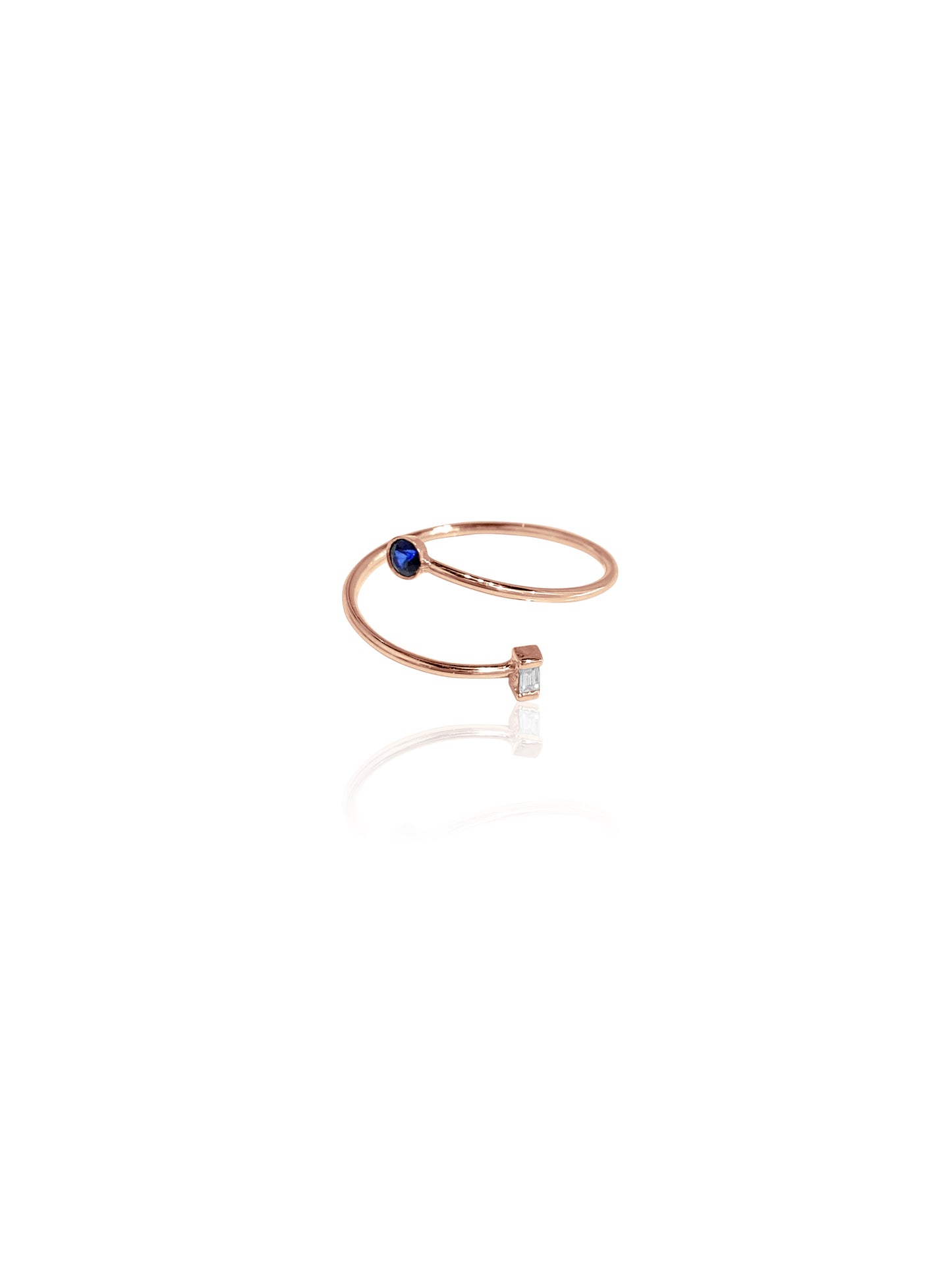 14K Gold Baguette Diamond & Bezel Coil Ring