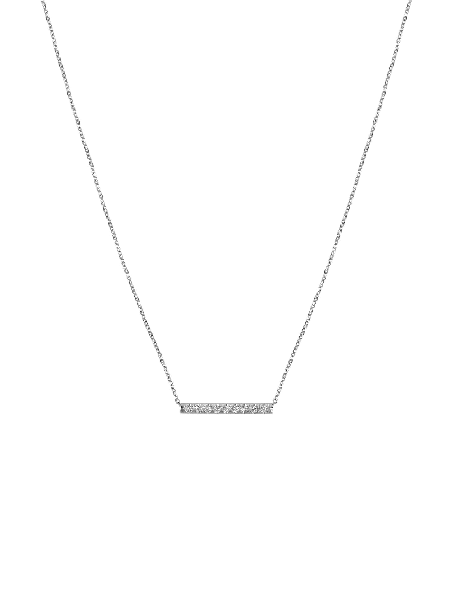 14K Gold Mini Micro pave Diamond Bar Necklace