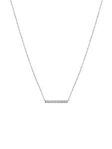 14K Gold Mini Micro pave Diamond Bar Necklace