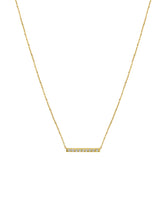 14K Gold Mini Micro pave Diamond Bar Necklace