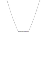 14K Gold Mini Micro pave Sapphire Bar Necklace