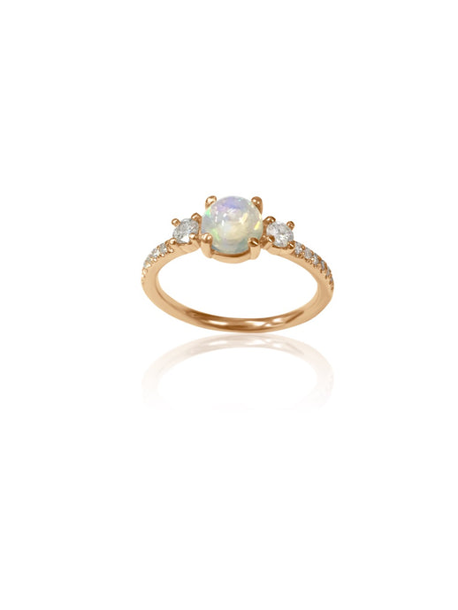 14k Gold Diamond & Opal Ring