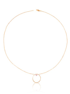 14K Gold Diamond/Gemstone Circle Necklace