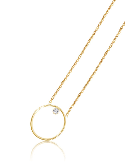 14K Gold Diamond/Gemstone Circle Necklace