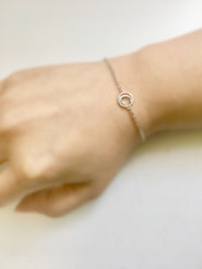 keila jewelry 14K Diamond Halo Initial Bracelet 