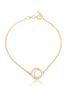 keila jewelry 14K Diamond Halo Initial Bracelet  pink gold