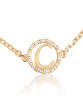 keila jewelry 14K Diamond Halo Initial Bracelet  pink gold