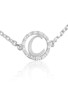 keila jewelry 14K Diamond Halo Initial Bracelet white gold