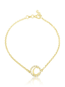 keila jewelry 14K Diamond Halo Initial Bracelet yellow gold