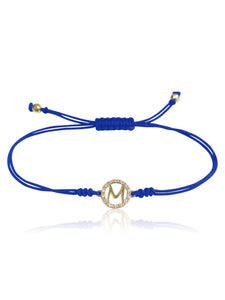 keila jewelry 14K Diamond Halo Initial Macrame Bracelet blue