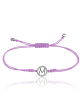 keila jewelry 14K Diamond Halo Initial Macrame Bracelet purple