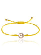 keila jewelry 14K Diamond Halo Initial Macrame Bracelet yellow