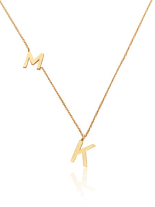 14KT Gold Double Initial Necklace