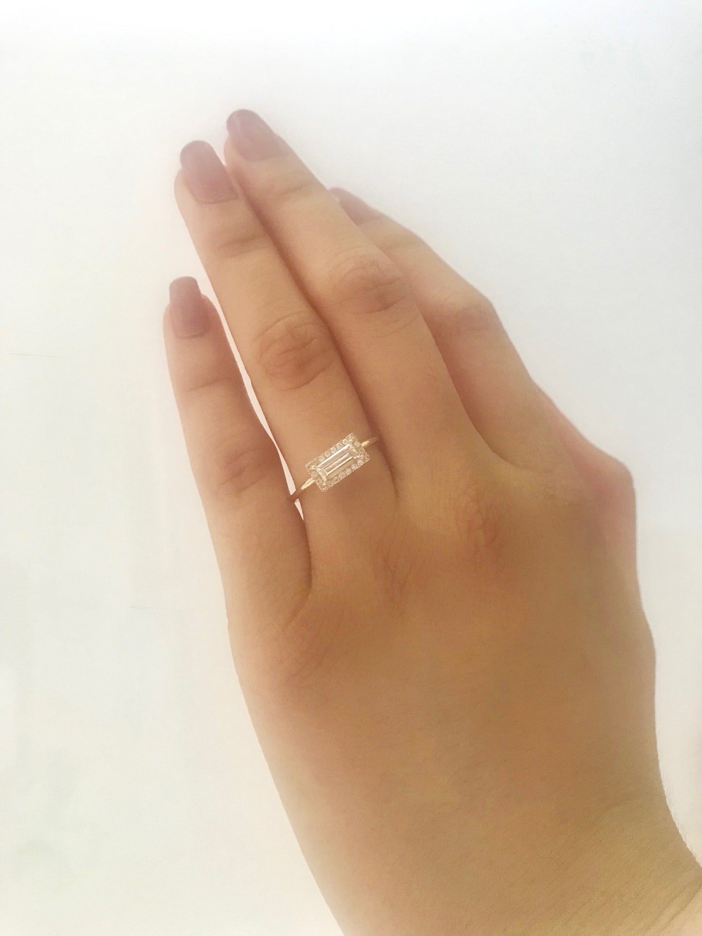 14k Gold Diamond Gemstone Baguette Ring