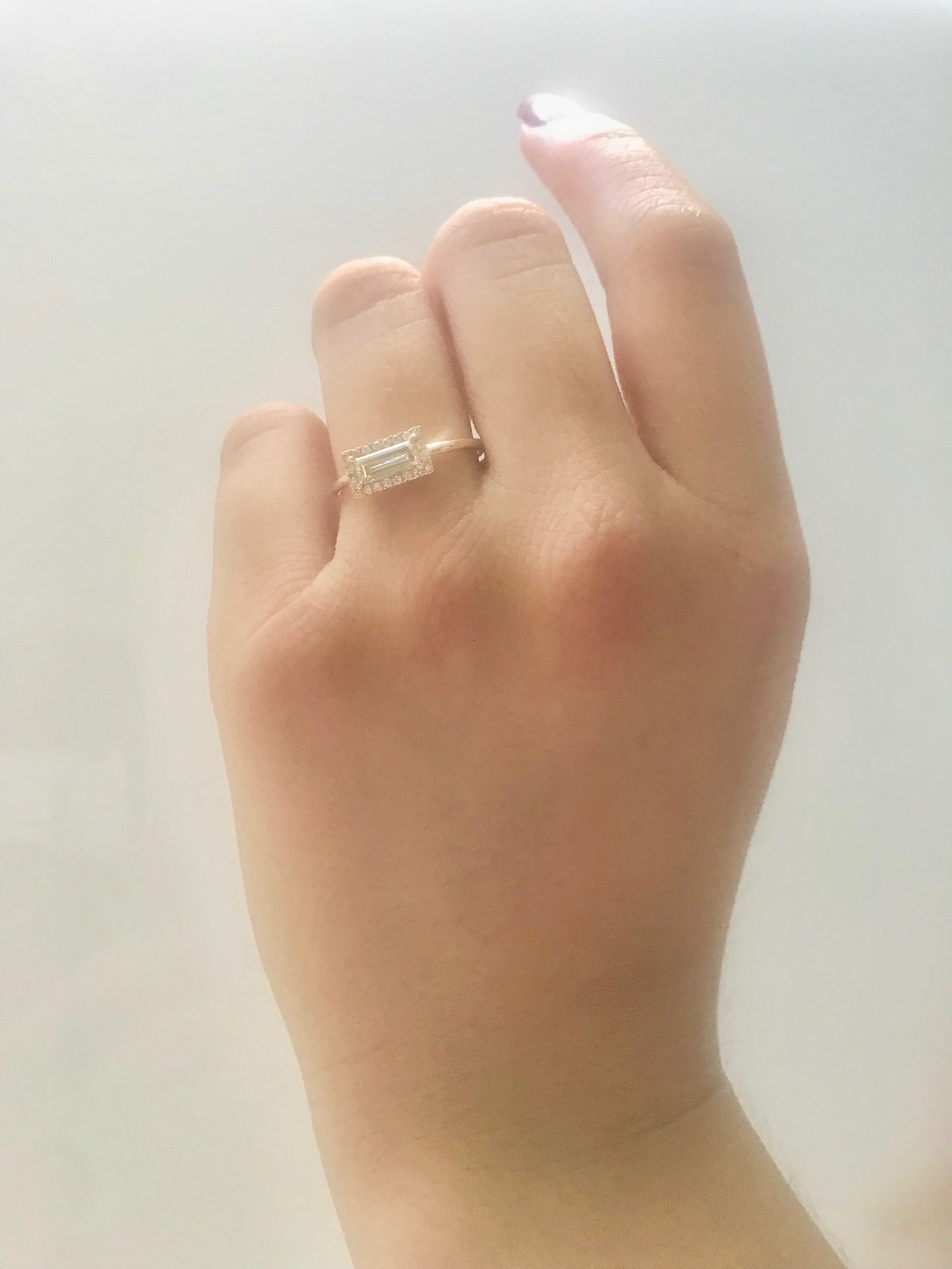 14k Gold Diamond Gemstone Baguette Ring