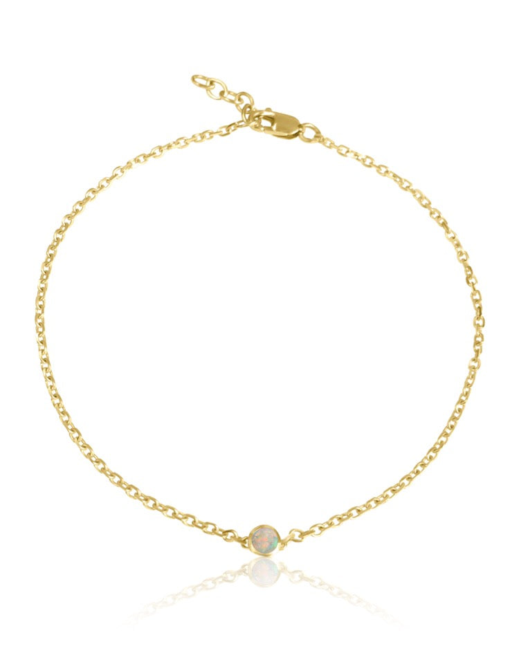 14K Gemstone Bezel Bracelet