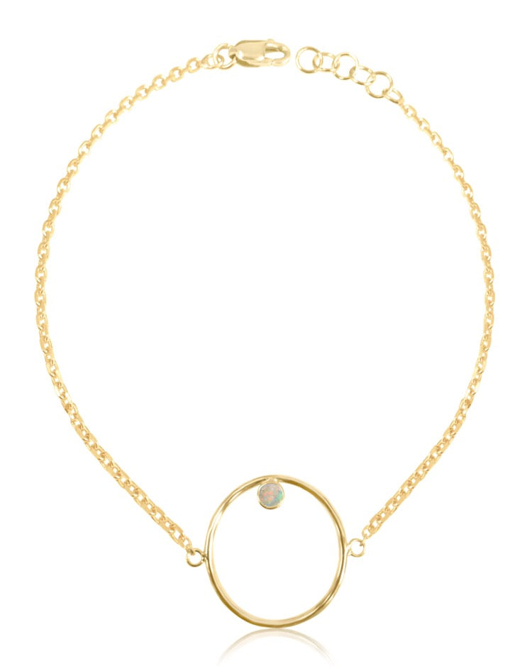 14K Gold Diamond/Gemstone Circle Bracelet