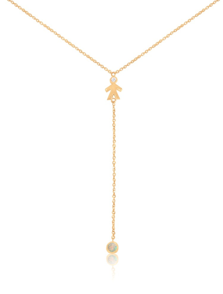 Mom 14k Diamond & Gemstone Lariat Necklace