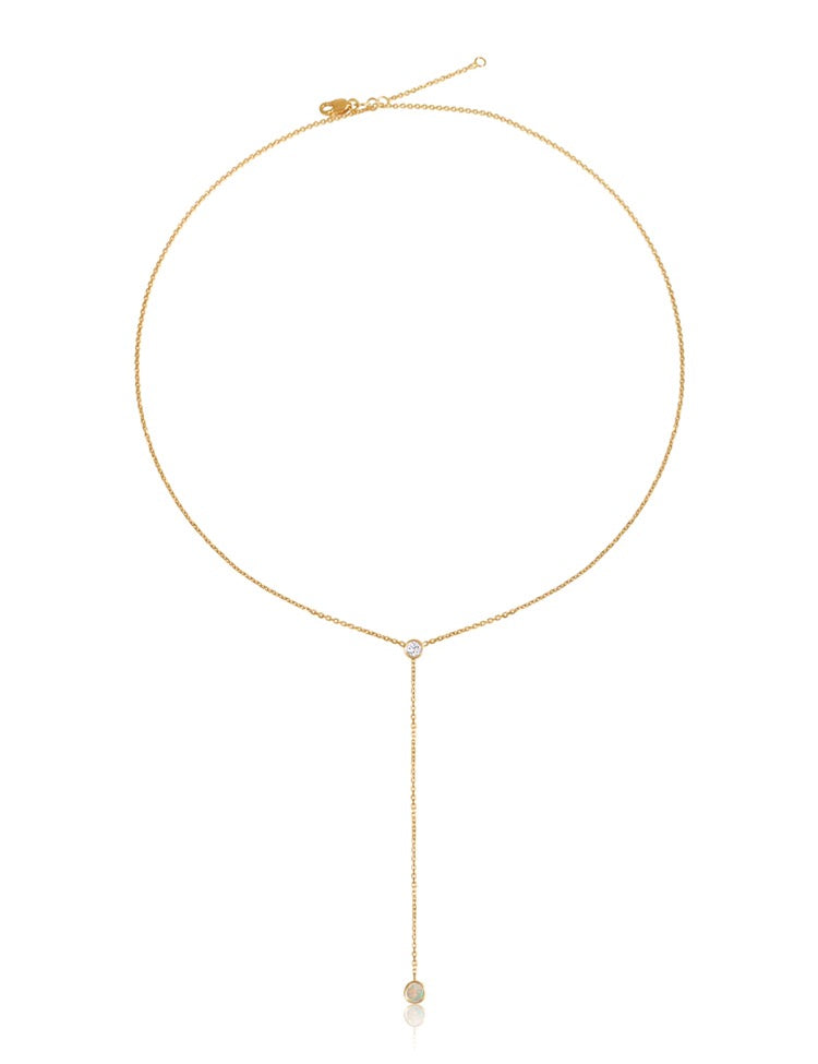 14k You & I Lariat Gemstone Necklace