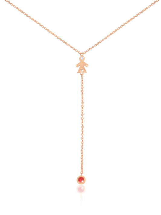 Mom 14k Diamond & Gemstone Lariat Necklace