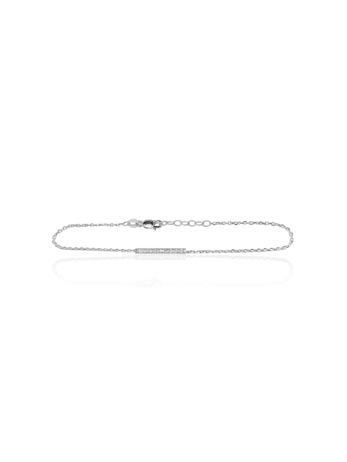 14K Gold Mini Micropave Diamond Bar Bracelet