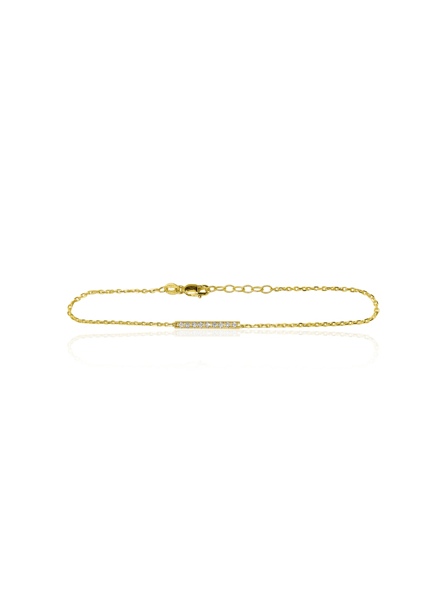 14K Gold Mini Micropave Diamond Bar Bracelet