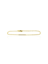 14K Gold Mini Micropave Diamond Bar Bracelet
