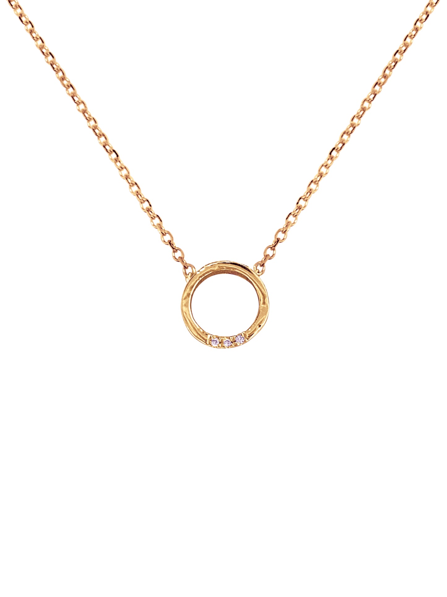 14K Gold Circle Diamond Necklace