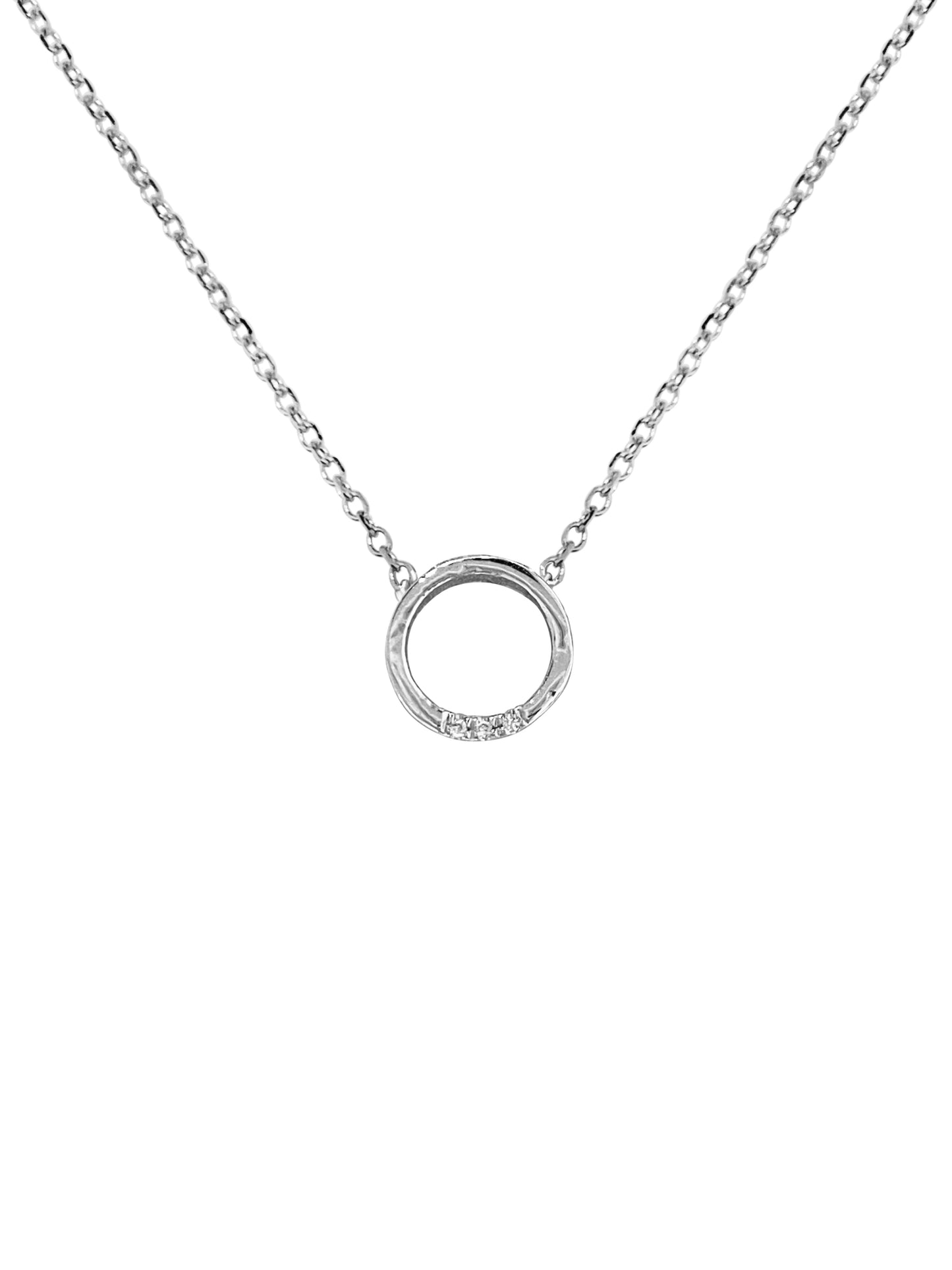14K Gold Circle Diamond Necklace