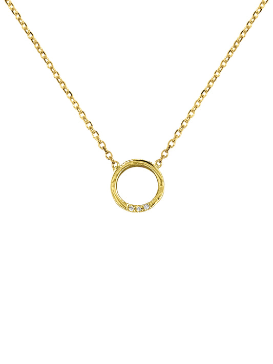 14K Gold Circle Diamond Necklace