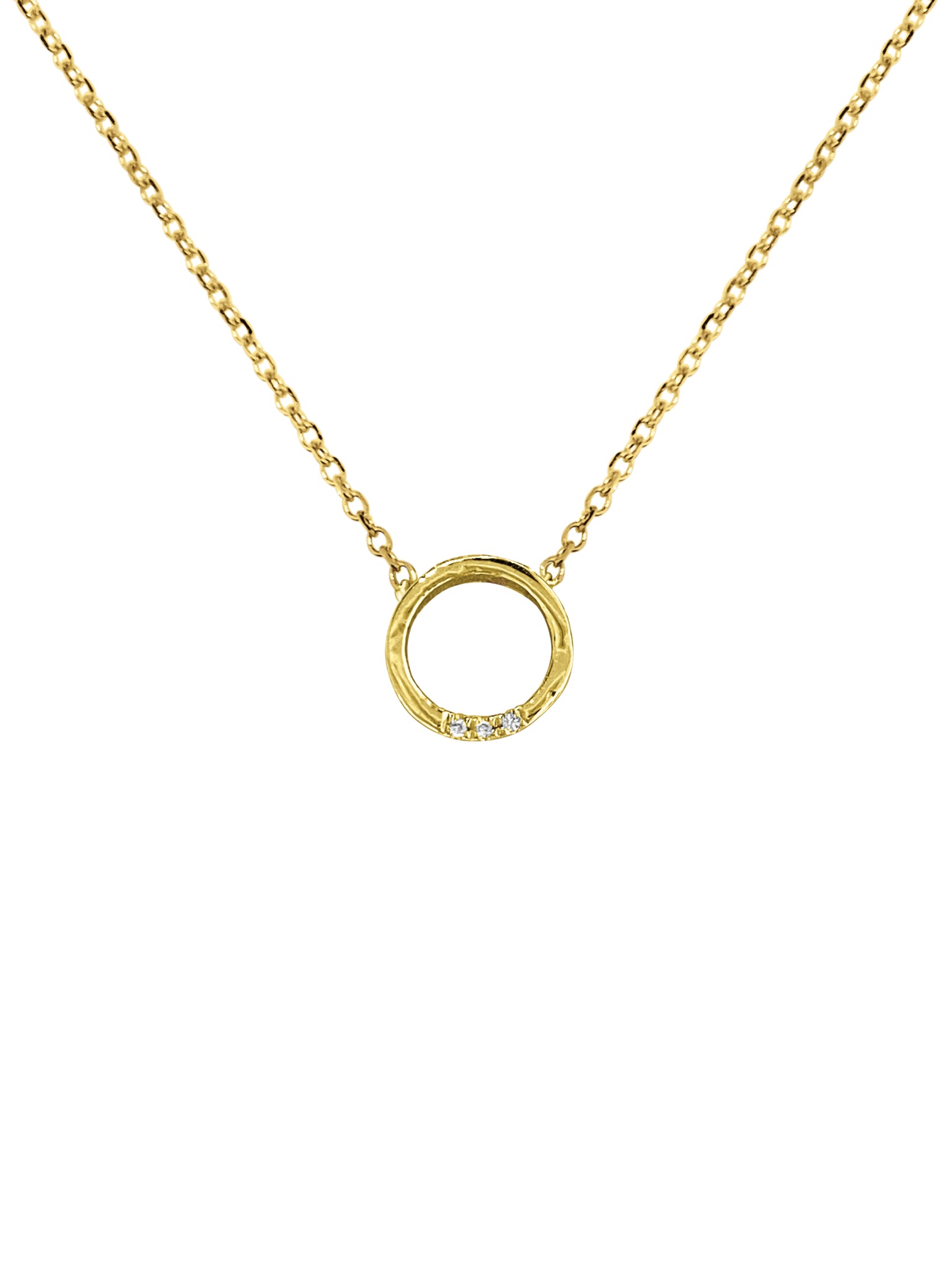 Diamond Circle Pendant | Engravable Gold Pendant