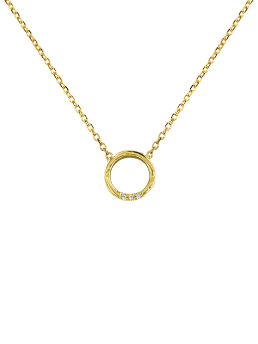 14K Gold Circle Diamond Necklace
