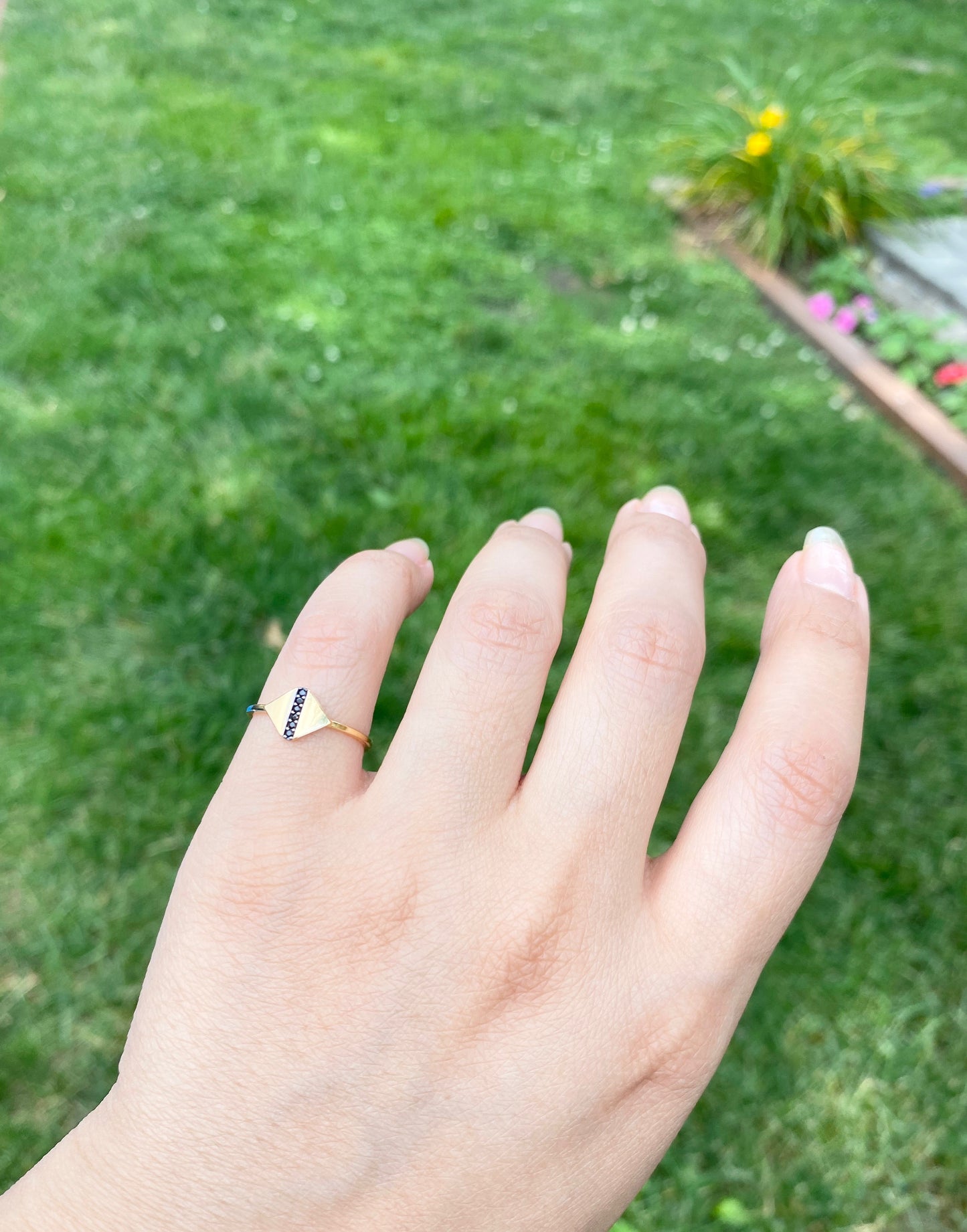 14K Gold Pave Signet Ring