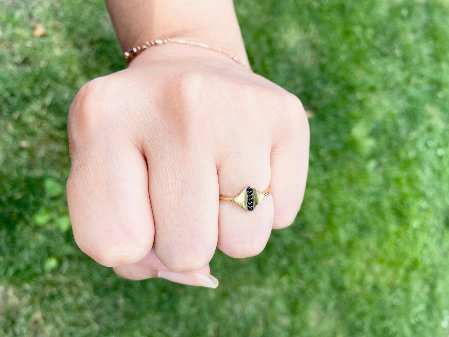 14K Gold Pave Signet Ring