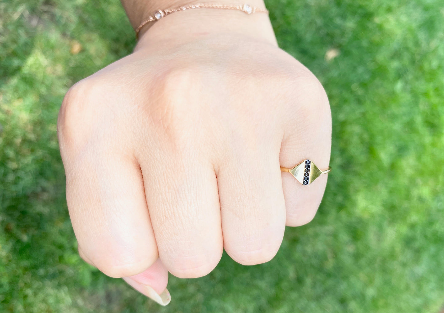 14K Gold Pave Signet Ring