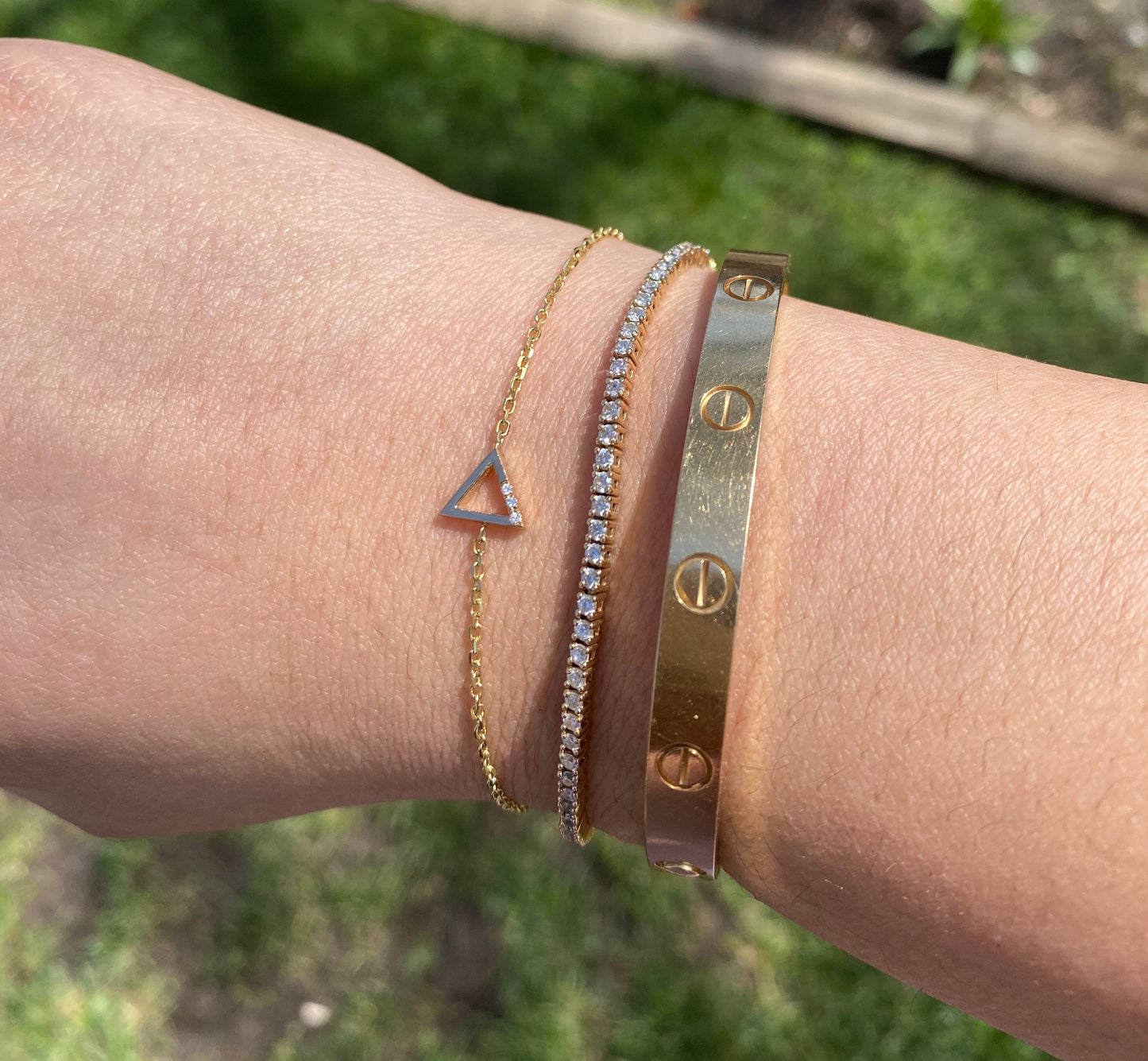 14K Gold Geometric Diamond Bracelets