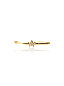 14K Gold Pave Diamonds Mini Star Stackable Ring