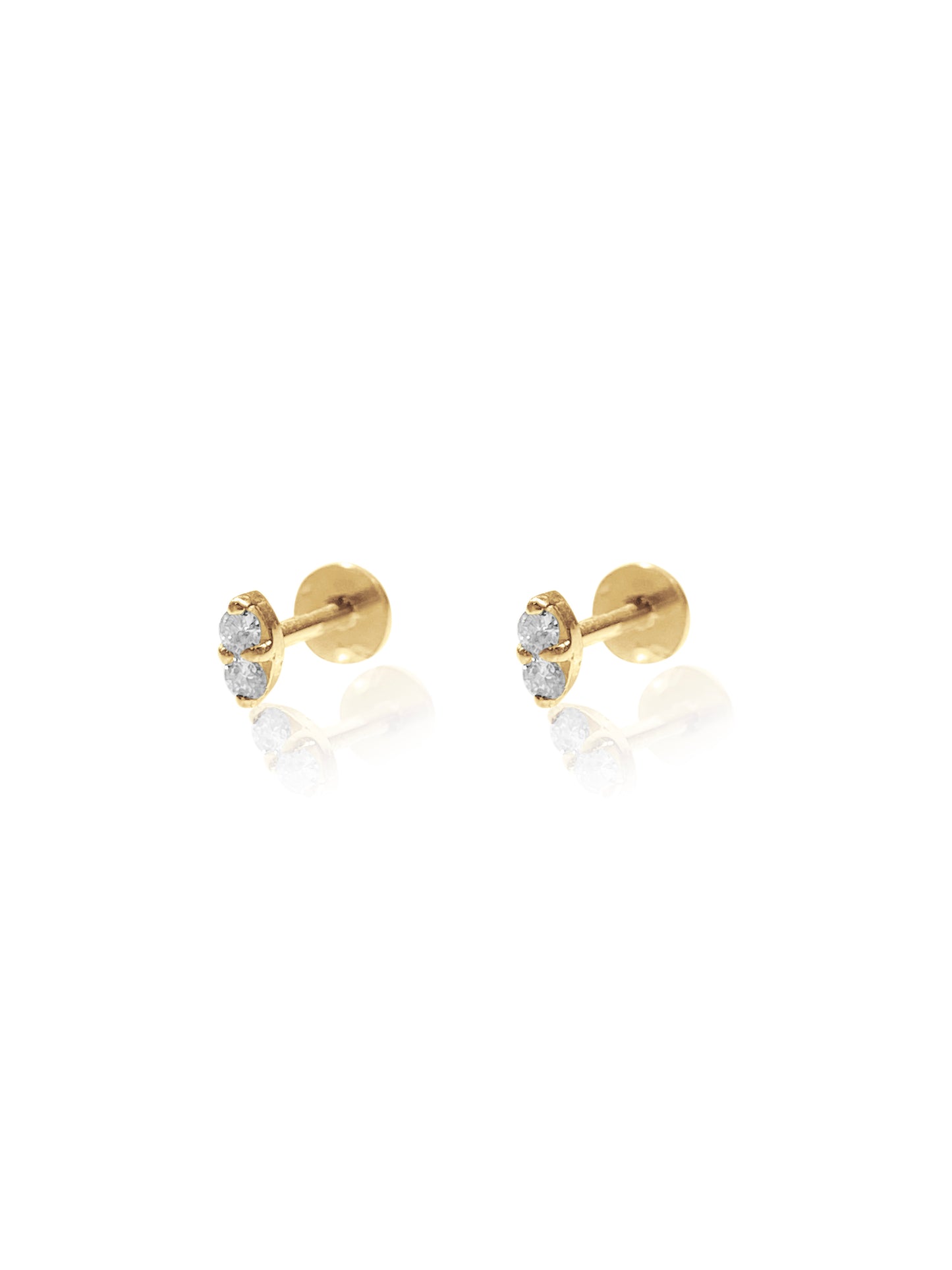 14K Gold Push Flat Back Diamond Marquis Shape Earring