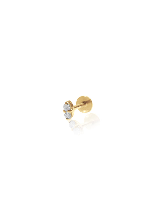 14K Gold Push Flat Back Diamond Marquis Shape Earring