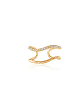 14k Diamond Double Band Adjustable Wave Ring