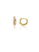 14KT Gold Diamond Mini Bold Huggie Clicker Earring