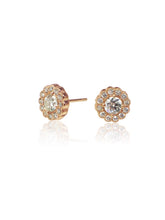 14K Gold Diamond Cluster Earrings