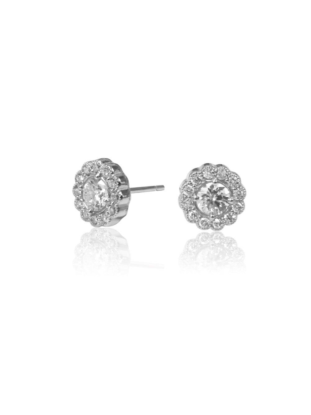14K Gold Diamond Cluster Earrings