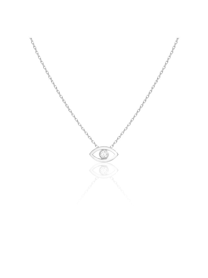 14K Gold Diamond Evil Eye Necklace