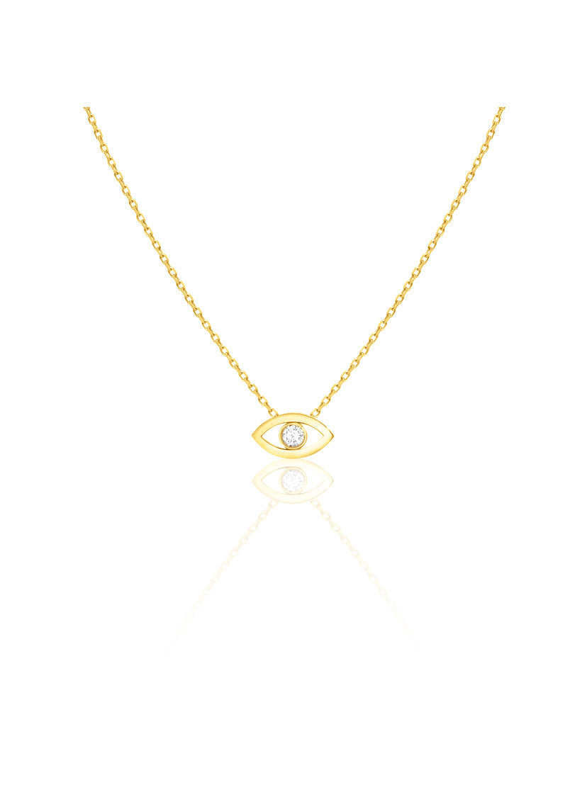 14K Gold Diamond Evil Eye Necklace